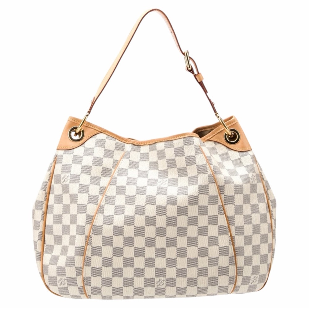 Louis Vuitton Galliera PM Damier Azur Hobo Shoulder Bag Leather Trim Authentic - Picture 3 of 14